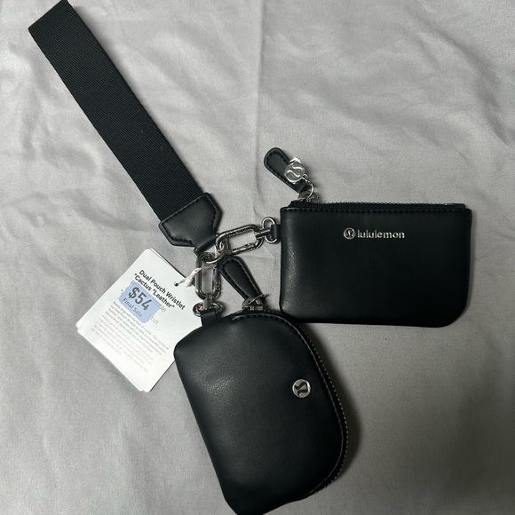Lululemon Cactus Leather Black Dual Pouch Wristlet NWT - Picture 3 of 4